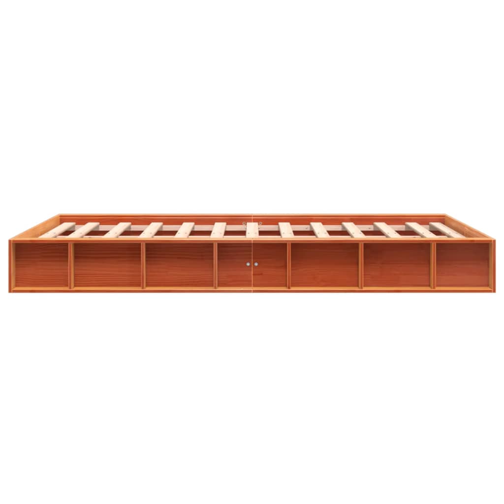 vidaXL Cadru de pat fără saltea, maro ceruit 140x200 cm lemn masiv pin vidaXL Cadru de pat fără saltea, maro ceruit 140x200 cm lemn masiv pin