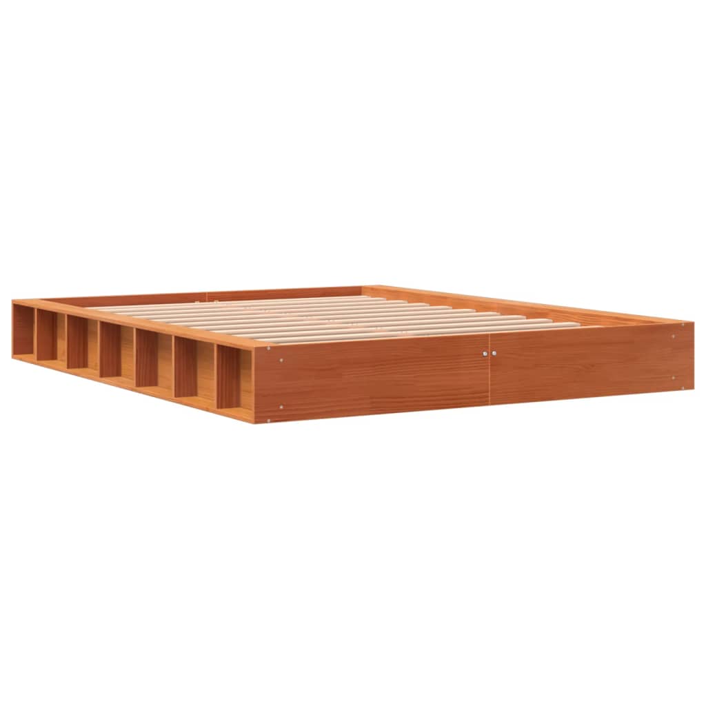 vidaXL Cadru de pat fără saltea, maro ceruit 140x200 cm lemn masiv pin vidaXL Cadru de pat fără saltea, maro ceruit 140x200 cm lemn masiv pin