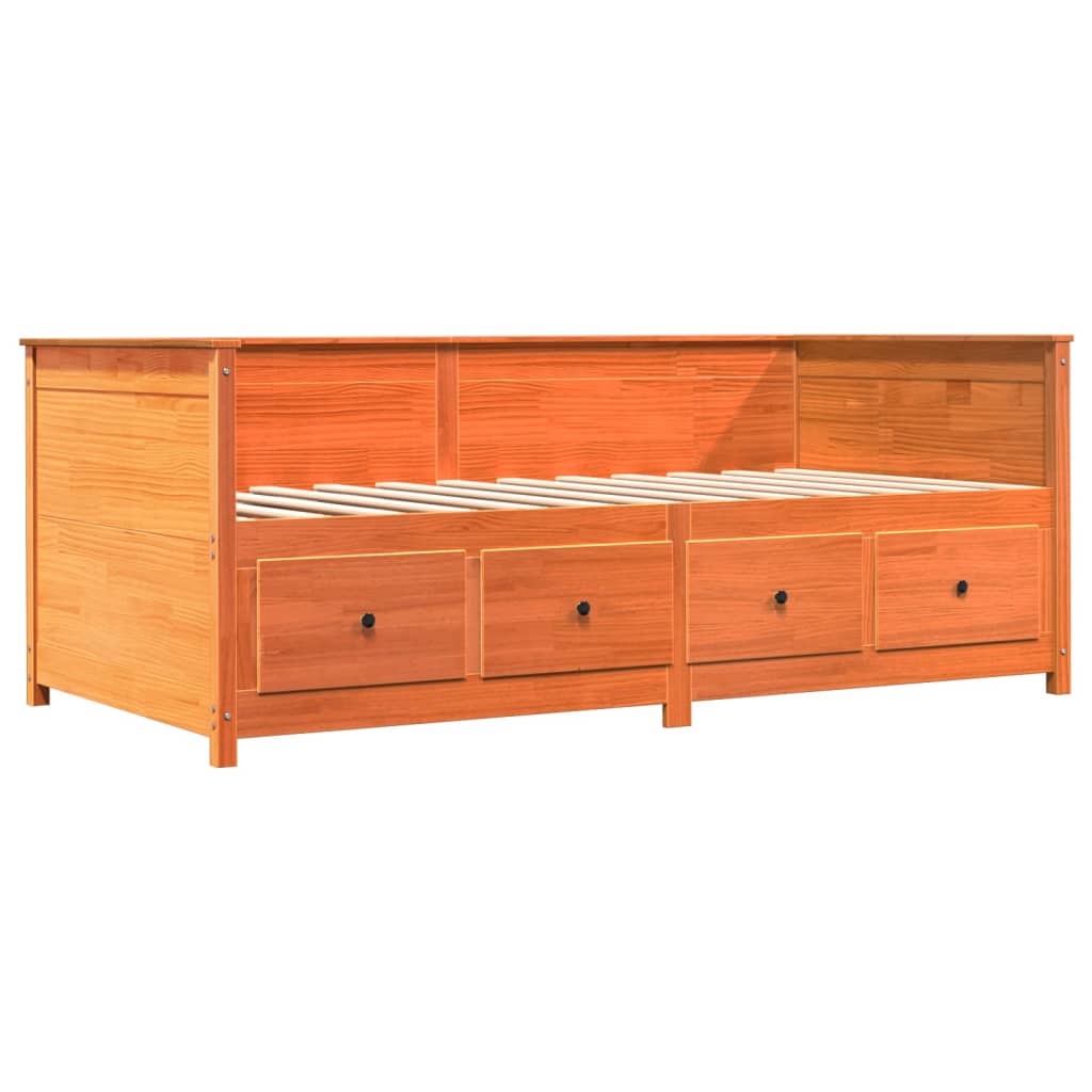 vidaXL Pat de zi fără saltea ceară maro 100x200 cm lemn masiv de pin