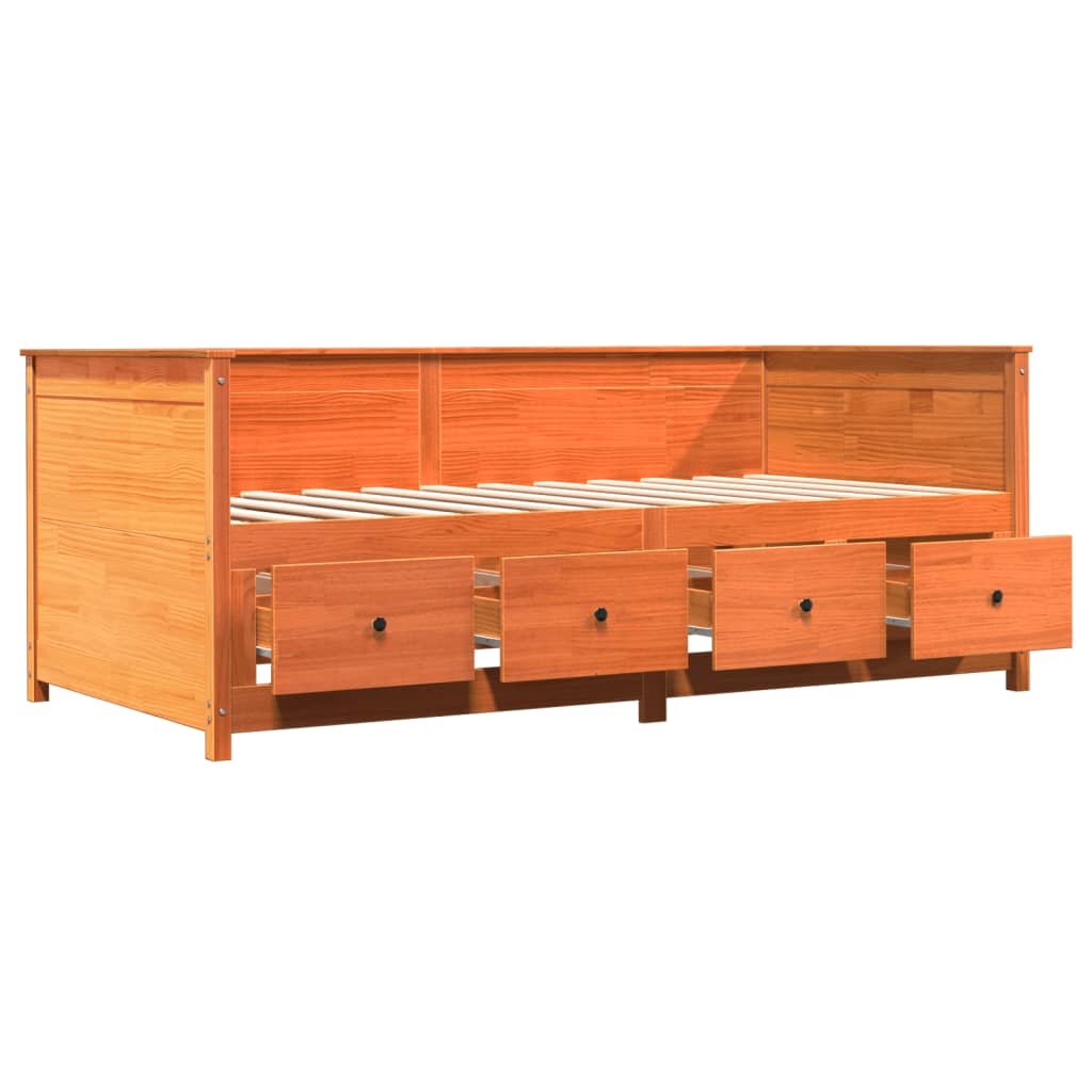 vidaXL Pat de zi fără saltea ceară maro 100x200 cm lemn masiv de pin