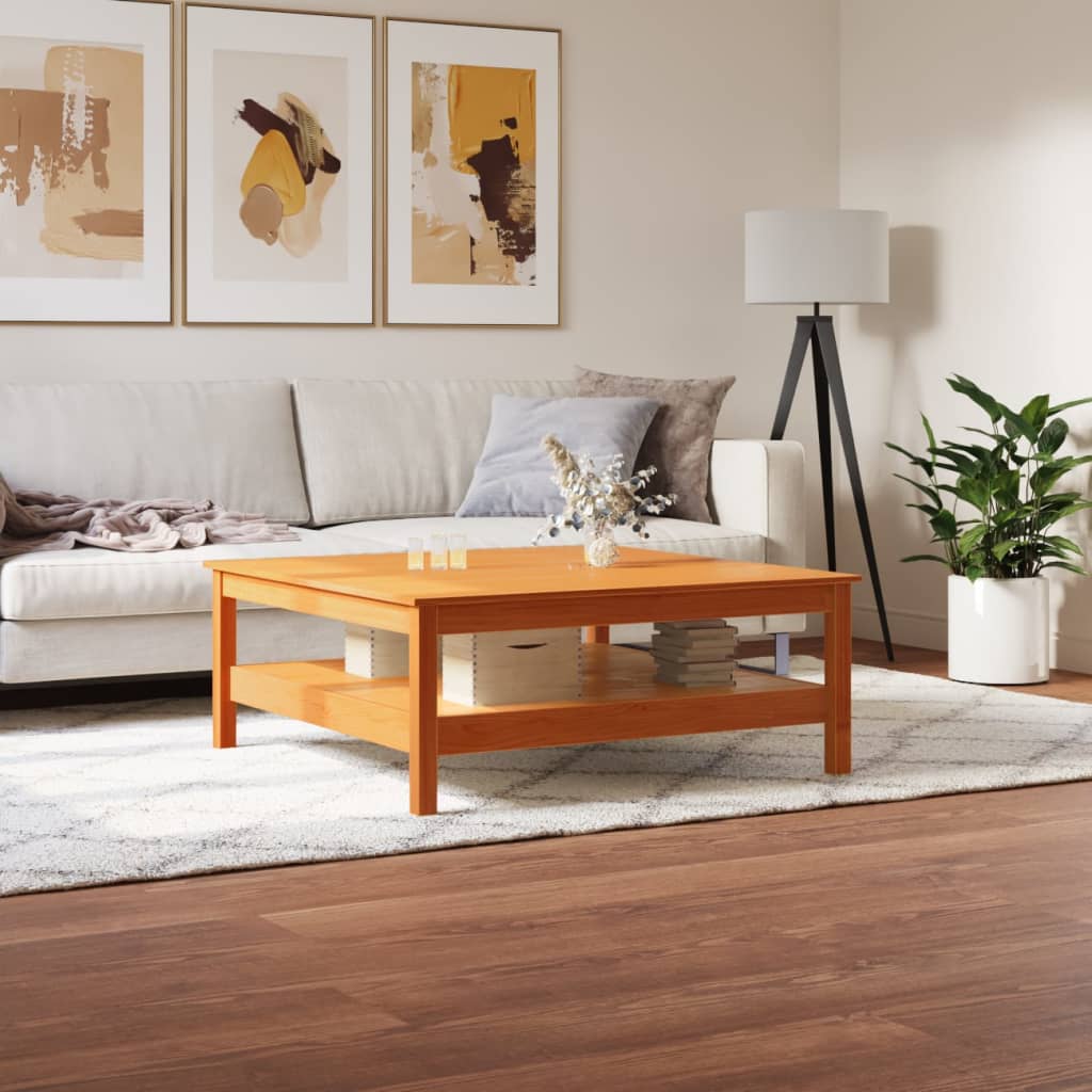 vidaXL Măsuță de cafea, maro ceruit, 100x100x40 cm, lemn masiv de pin vidaXL Măsuță de cafea, maro ceruit, 100x100x40 cm, lemn masiv de pin