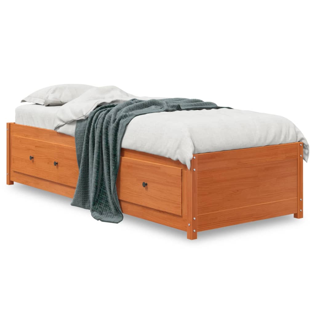 vidaXL Pat de zi fără saltea ceară maro 75x190 cm lemn masiv de pin
