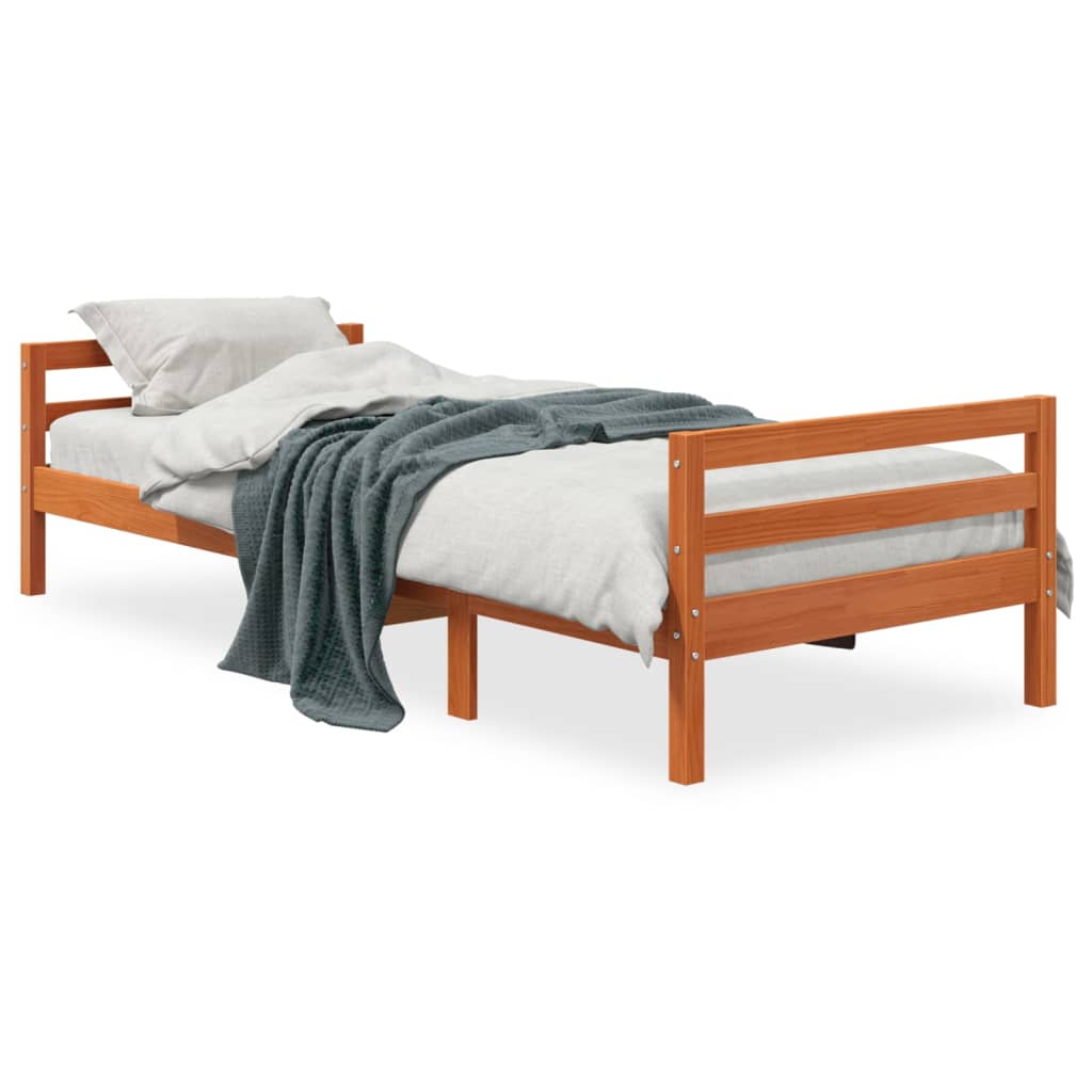vidaXL Pat de zi fără saltea, maro ceruit, 90x200 cm, lemn masiv pin vidaXL Pat de zi fără saltea, maro ceruit, 90x200 cm, lemn masiv pin