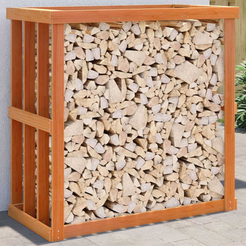 vidaXL Suport bușteni exterior maro ceruit 109x52x106cm lemn masiv pin vidaXL Suport bușteni exterior maro ceruit 109x52x106cm lemn masiv pin