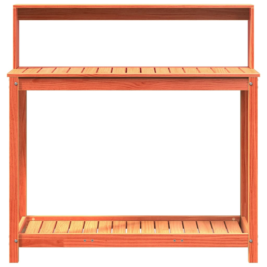 vidaXL Masă plantare cu rafturi, maro, 108x50x109,5 cm, lemn masiv pin vidaXL Masă plantare cu rafturi, maro, 108x50x109,5 cm, lemn masiv pin