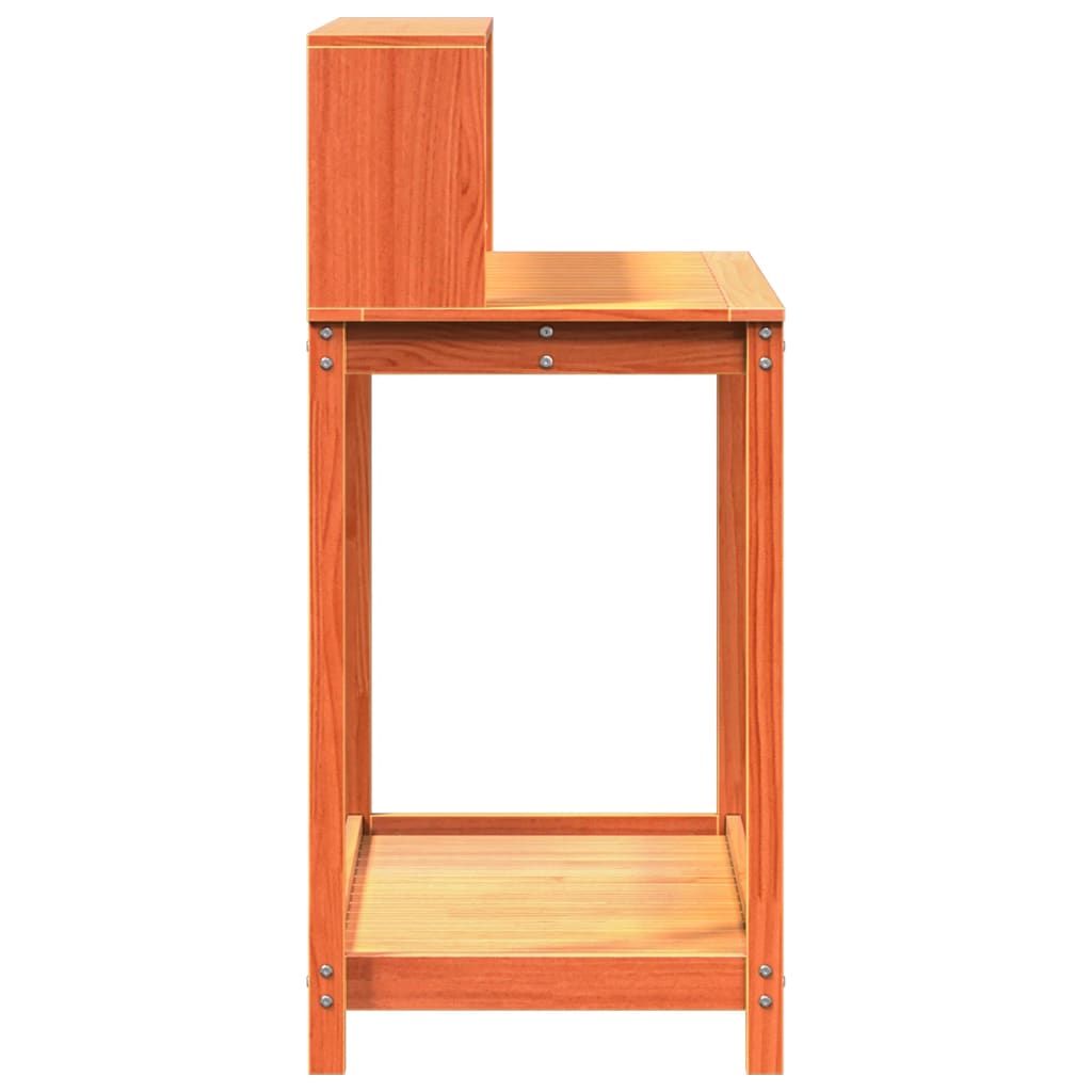 vidaXL Masă plantare cu rafturi, maro, 108x50x109,5 cm, lemn masiv pin vidaXL Masă plantare cu rafturi, maro, 108x50x109,5 cm, lemn masiv pin