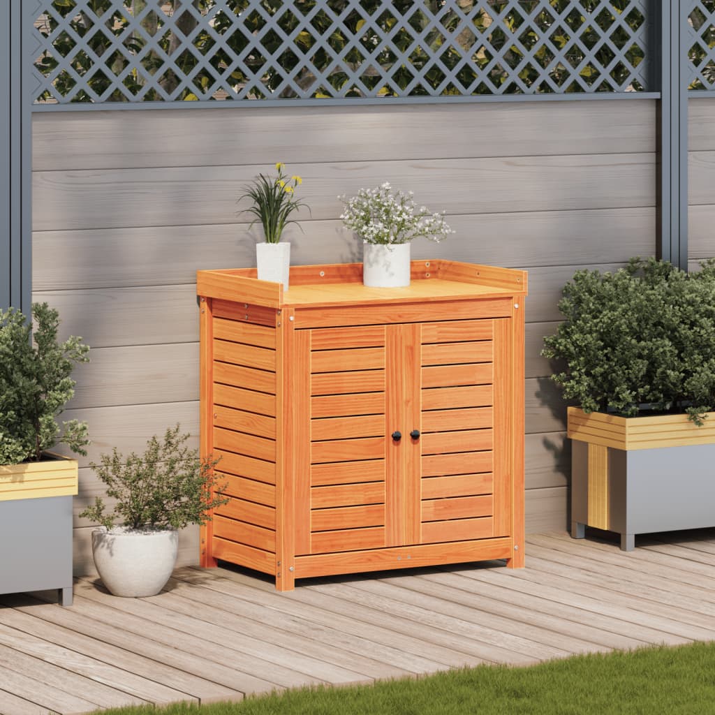 vidaXL Masă de plantare cu rafturi maro 82,5x50x86,5 cm lemn masiv pin vidaXL Masă de plantare cu rafturi maro 82,5x50x86,5 cm lemn masiv pin