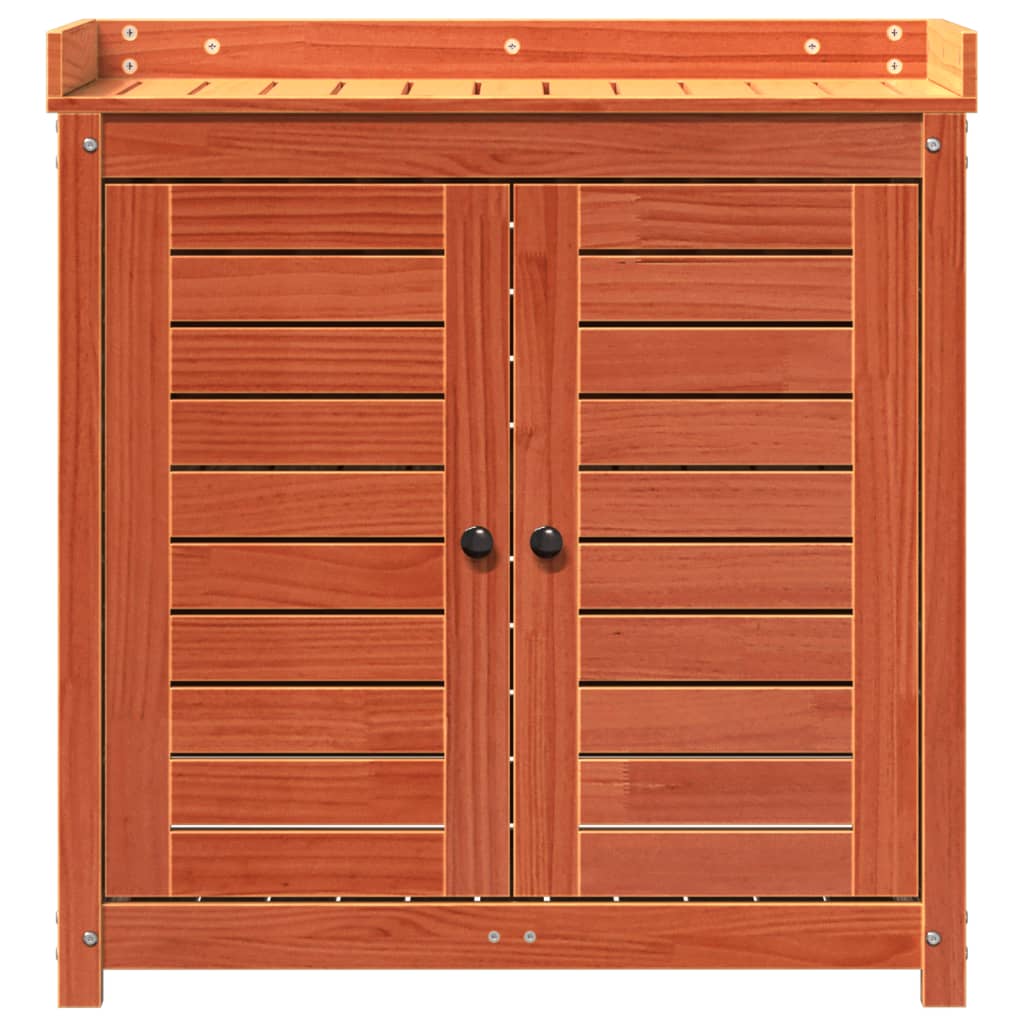 vidaXL Masă de plantare cu rafturi maro 82,5x50x86,5 cm lemn masiv pin vidaXL Masă de plantare cu rafturi maro 82,5x50x86,5 cm lemn masiv pin