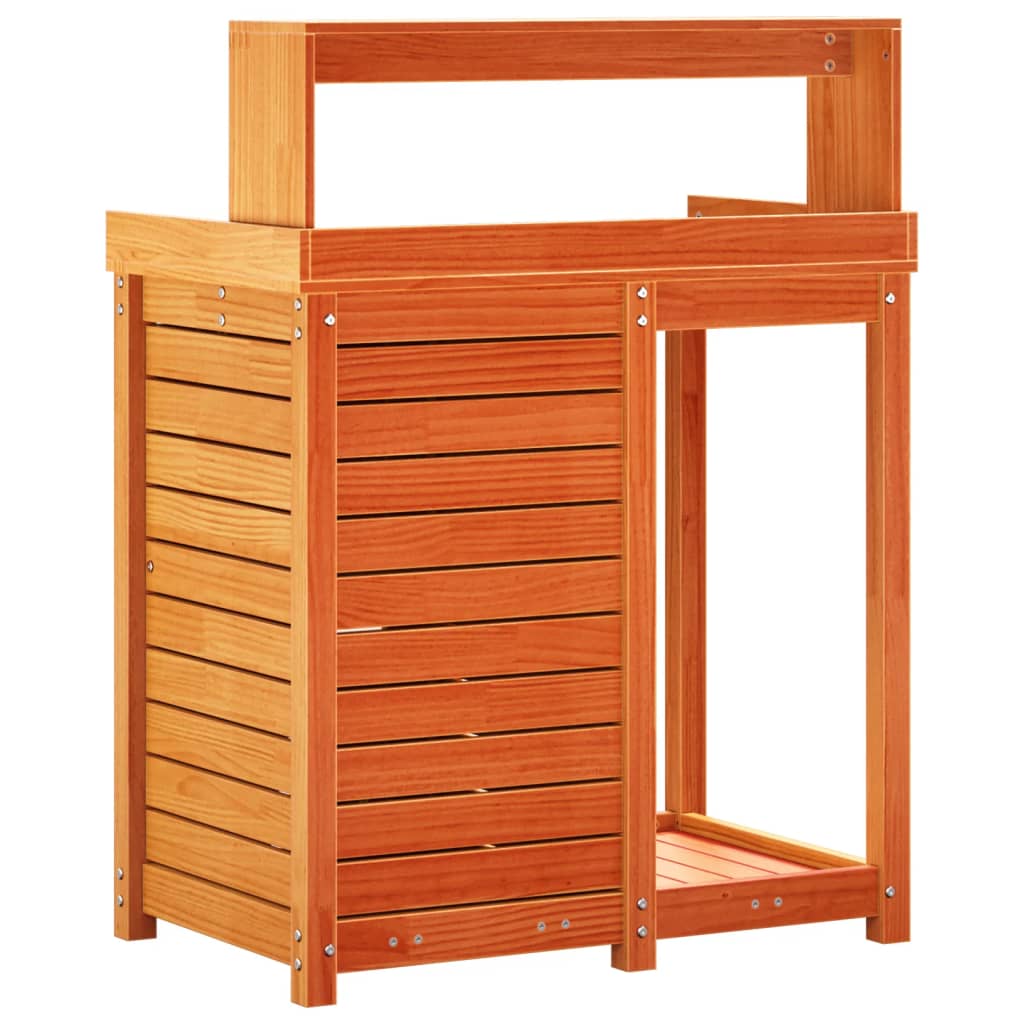 vidaXL Masă plantare cu rafturi maro 82,5x50x109,5 cm lemn masiv pin vidaXL Masă plantare cu rafturi maro 82,5x50x109,5 cm lemn masiv pin