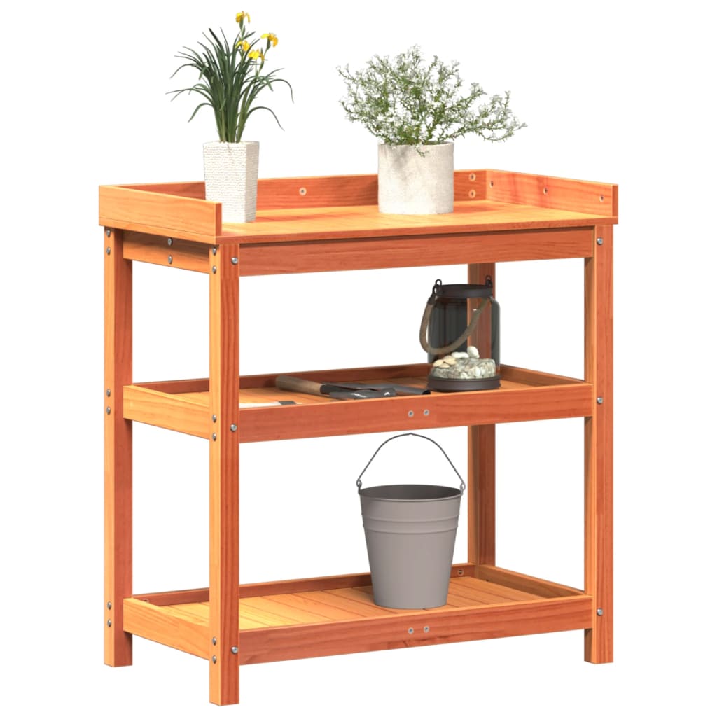 vidaXL Masă de plantare cu rafturi maro 82,5x45x86,5 cm lemn masiv pin vidaXL Masă de plantare cu rafturi maro 82,5x45x86,5 cm lemn masiv pin