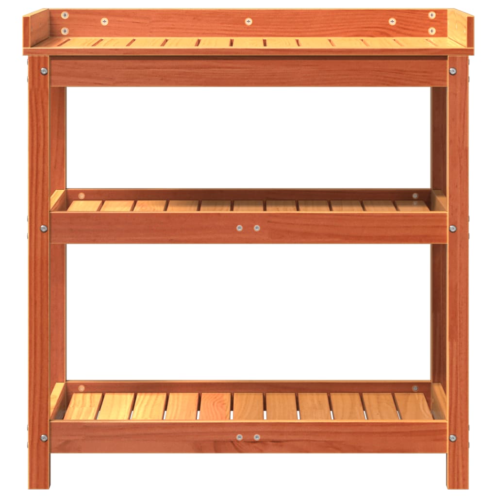 vidaXL Masă de plantare cu rafturi maro 82,5x45x86,5 cm lemn masiv pin vidaXL Masă de plantare cu rafturi maro 82,5x45x86,5 cm lemn masiv pin