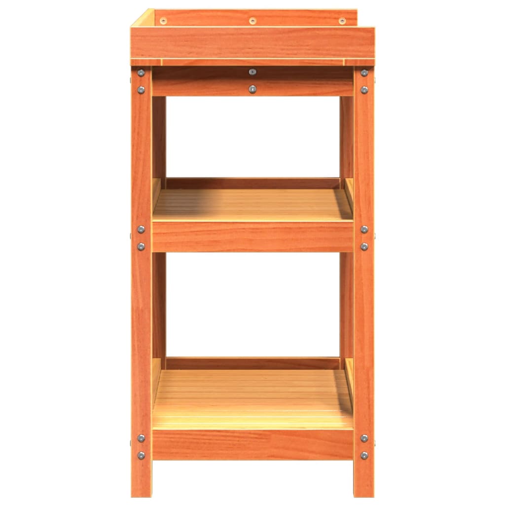 vidaXL Masă de plantare cu rafturi maro 82,5x45x86,5 cm lemn masiv pin vidaXL Masă de plantare cu rafturi maro 82,5x45x86,5 cm lemn masiv pin