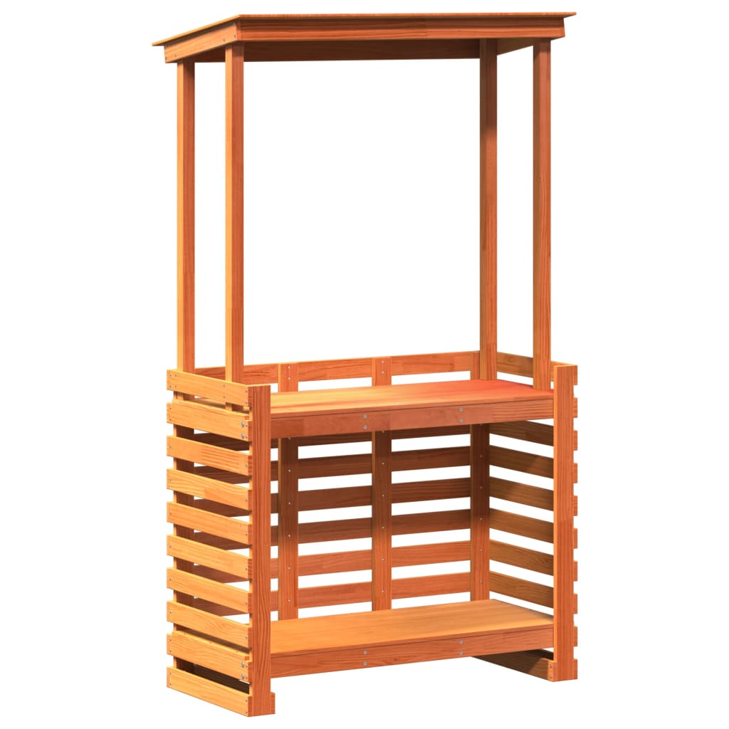 vidaXL Masă bar de exterior cu acoperiș, 112,5x57x195,5 cm, lemn masiv