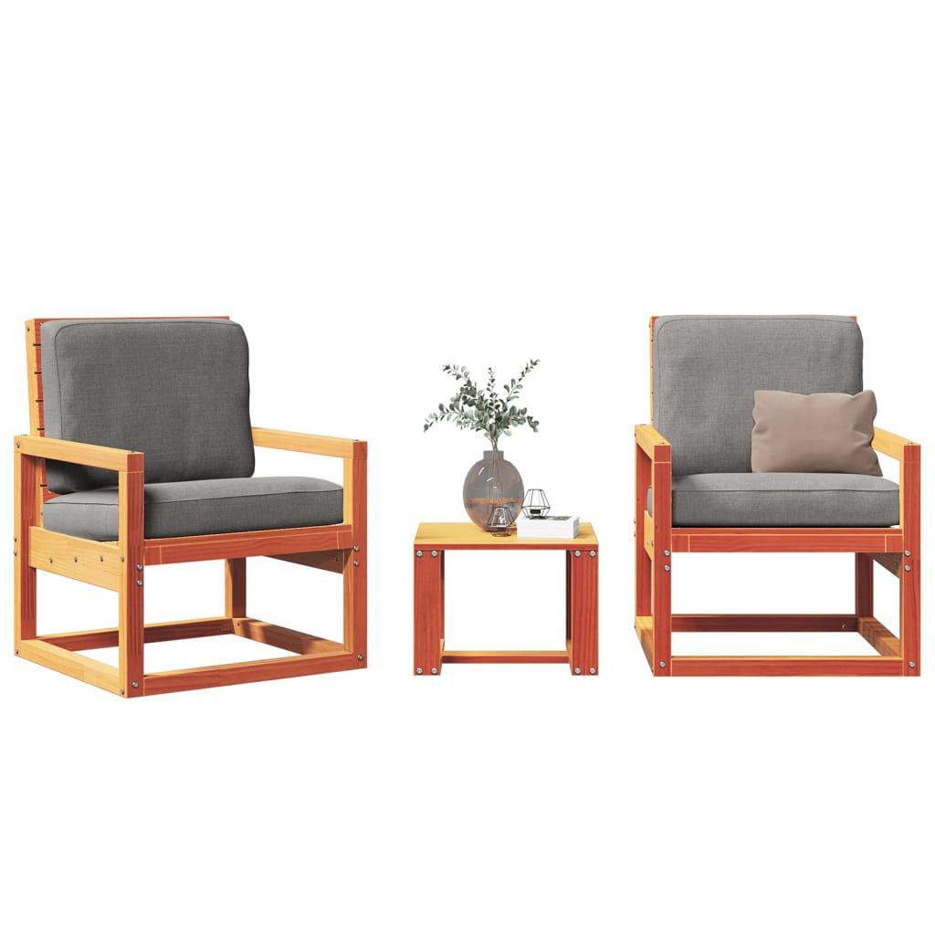 vidaXL Set mobilier grădină, 3 piese, maro ceruit, lemn masiv pin vidaXL Set mobilier grădină, 3 piese, maro ceruit, lemn masiv pin
