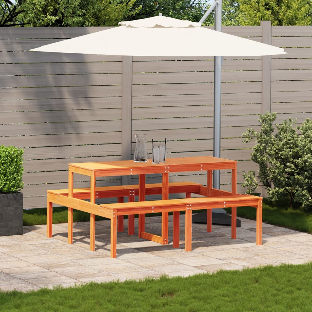 vidaXL Masă de picnic, maro ceruit, 160x134x75 cm, lemn masiv de pin