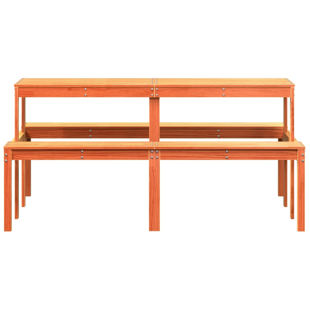 vidaXL Masă de picnic, maro ceruit, 160x134x75 cm, lemn masiv de pin