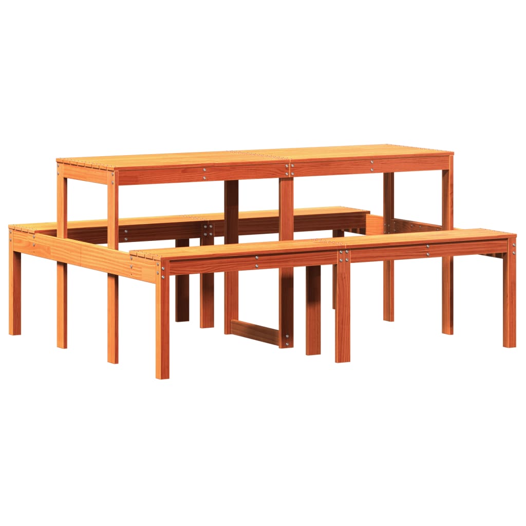 vidaXL Masă de picnic, maro ceruit, 160x134x75 cm, lemn masiv de pin