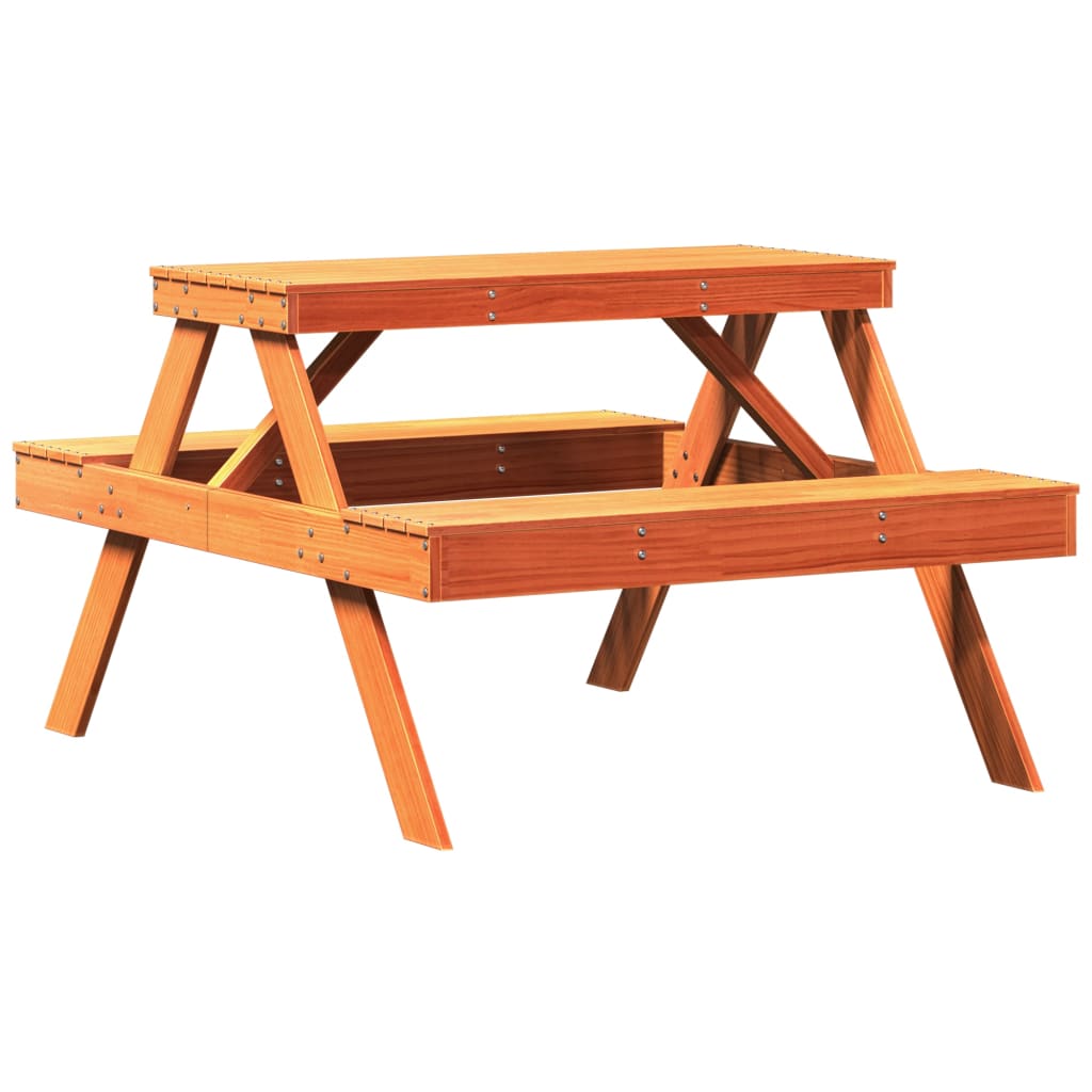 vidaXL Masă de picnic, maro ceruit, 105x134x75 cm, lemn masiv de pin vidaXL Masă de picnic, maro ceruit, 105x134x75 cm, lemn masiv de pin