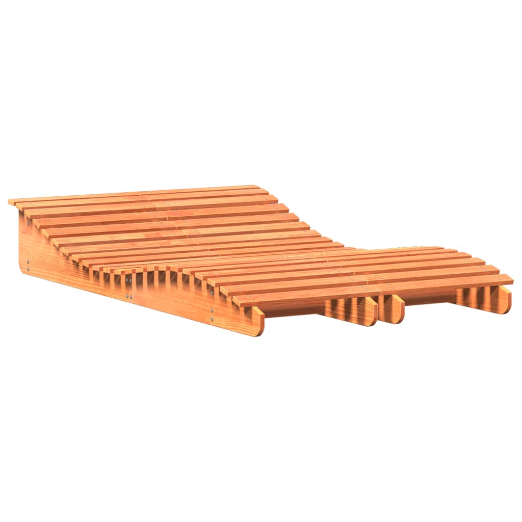 vidaXL Șezlonguri, 2 buc., maro ceruit, 205x60x31,5 cm, lemn masiv pin vidaXL Șezlonguri, 2 buc., maro ceruit, 205x60x31,5 cm, lemn masiv pin