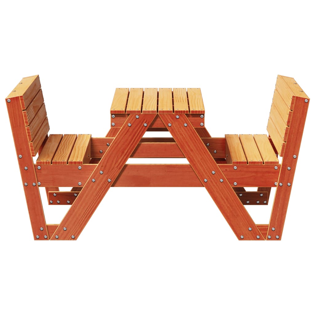 vidaXL Masă de picnic pentru copii, maro, 88x122x58 cm, lemn masiv pin