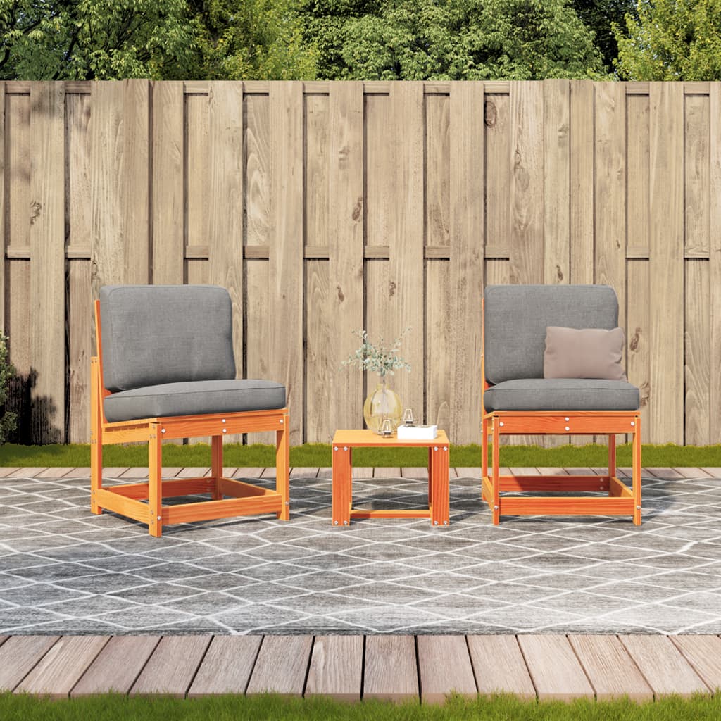 vidaXL Set mobilier grădină, 3 piese, maro ceruit, lemn masiv pin vidaXL Set mobilier grădină, 3 piese, maro ceruit, lemn masiv pin