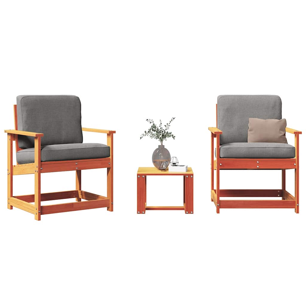 vidaXL Set mobilier grădină, 3 piese, maro ceruit, lemn masiv pin vidaXL Set mobilier grădină, 3 piese, maro ceruit, lemn masiv pin