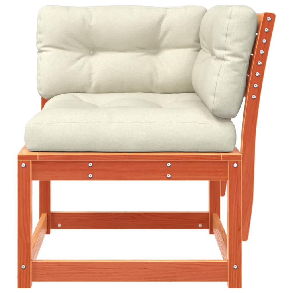 vidaXL Canapea colțar cu perne de grădină, maro, 73x73x78 cm lemn pin