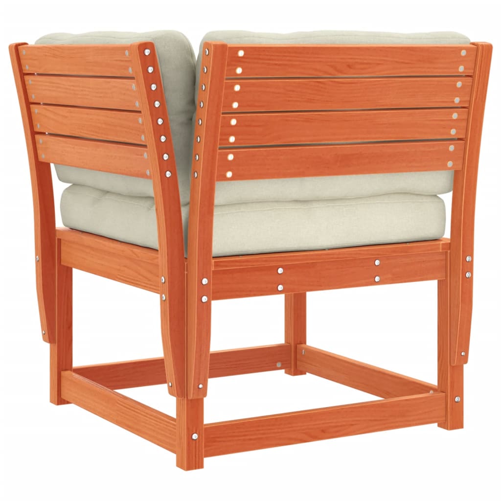 vidaXL Canapea colțar cu perne de grădină, maro, 73x73x78 cm lemn pin