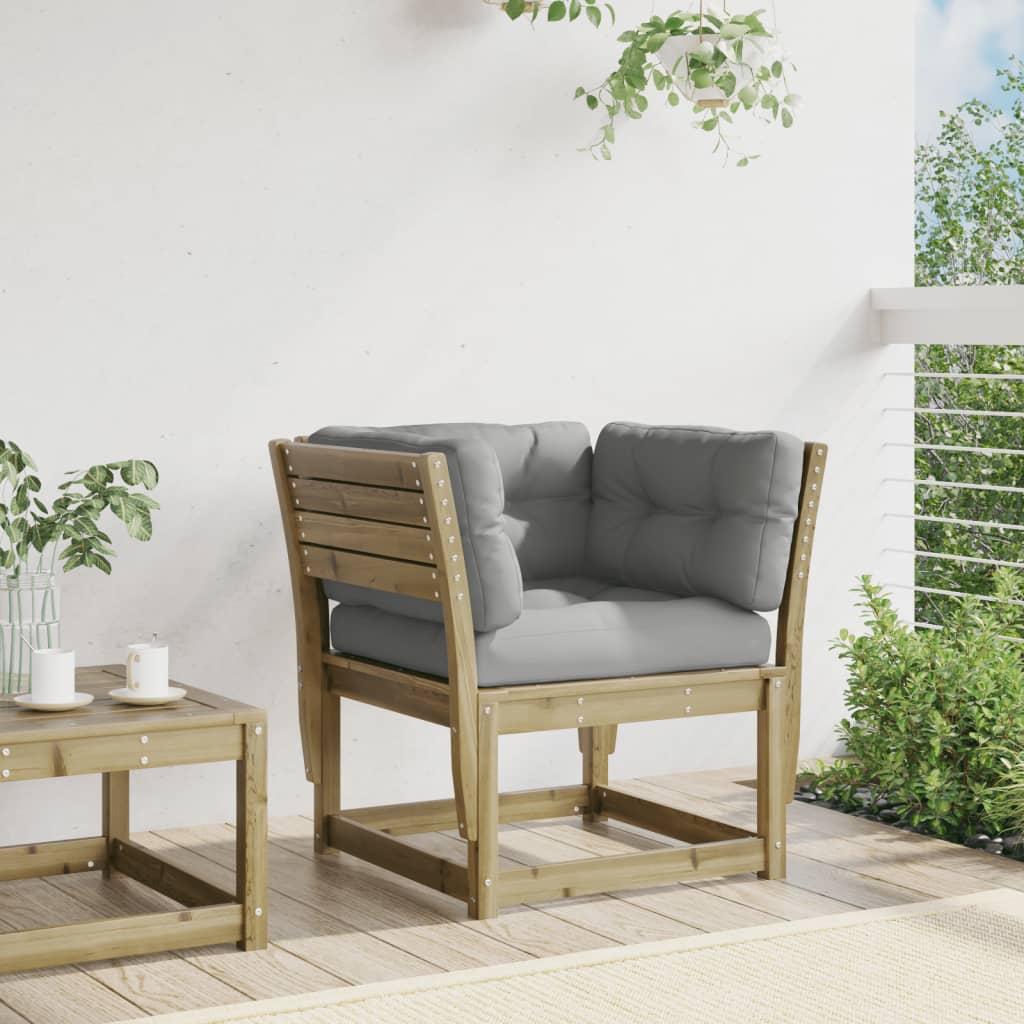 vidaXL Canapea grădină cotieră cu perne, lemn de pin impregnat vidaXL Canapea grădină cotieră cu perne, lemn de pin impregnat