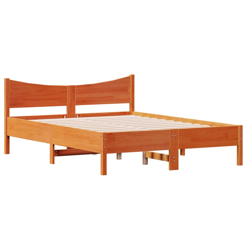 vidaXL Cadru de pat fără saltea, maro ceruit 140x200 cm lemn masiv pin vidaXL Cadru de pat fără saltea, maro ceruit 140x200 cm lemn masiv pin