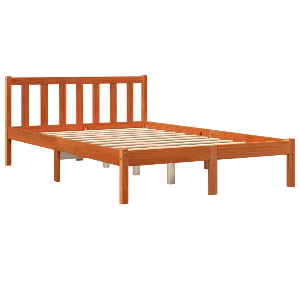 vidaXL Cadru de pat fără saltea, maro ceruit 140x200 cm lemn masiv pin vidaXL Cadru de pat fără saltea, maro ceruit 140x200 cm lemn masiv pin