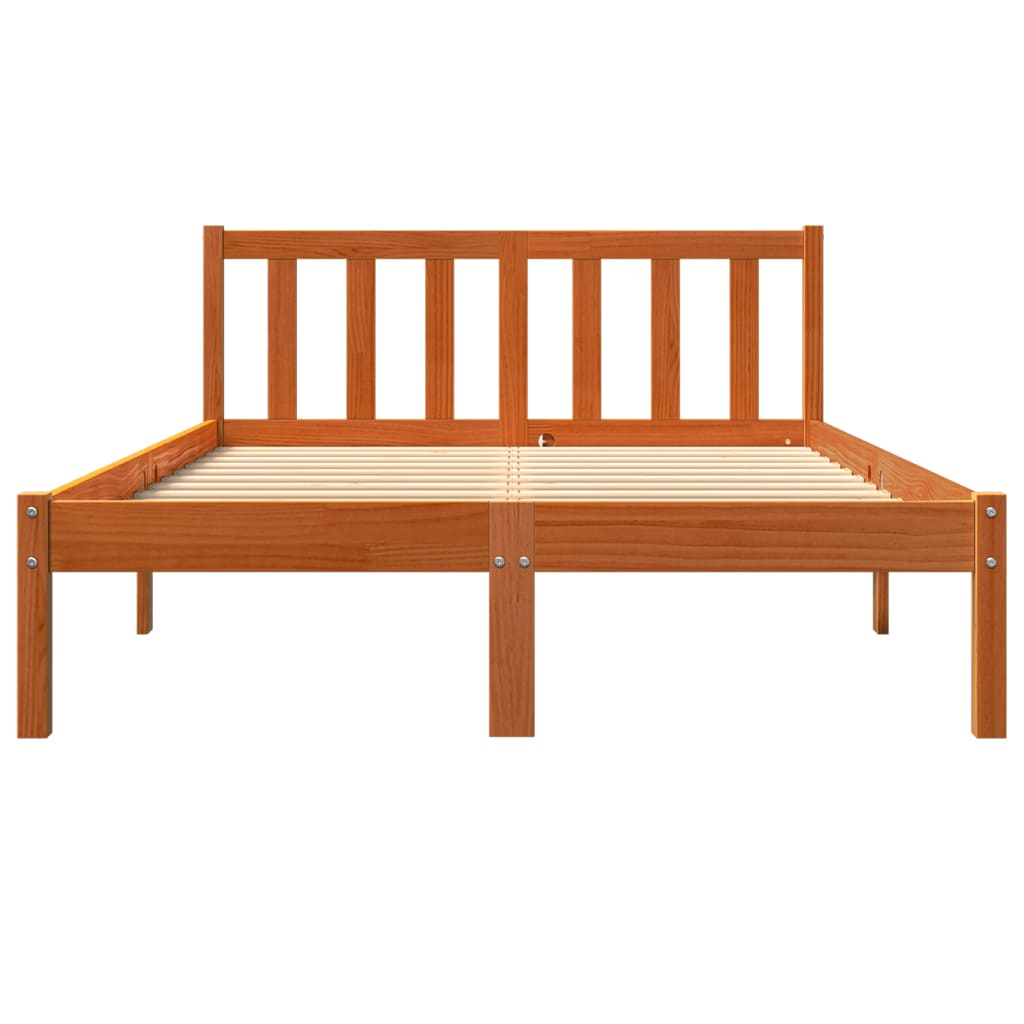 vidaXL Cadru de pat fără saltea, maro ceruit 140x200 cm lemn masiv pin vidaXL Cadru de pat fără saltea, maro ceruit 140x200 cm lemn masiv pin