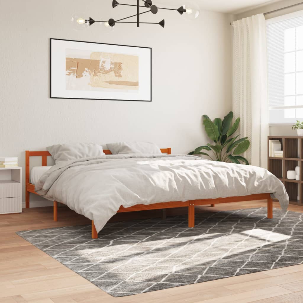 vidaXL Cadru de pat fără saltea, maro ceruit 180x200 cm lemn masiv pin vidaXL Cadru de pat fără saltea, maro ceruit 180x200 cm lemn masiv pin