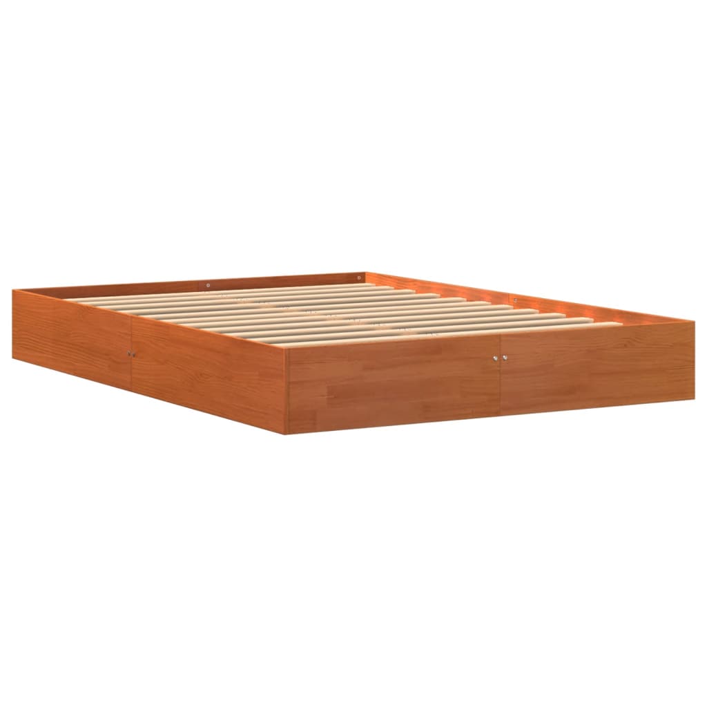 vidaXL Cadru de pat fără saltea, maro ceruit 140x200 cm lemn masiv pin vidaXL Cadru de pat fără saltea, maro ceruit 140x200 cm lemn masiv pin