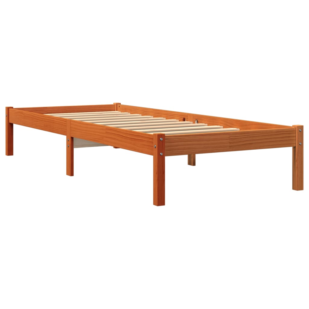 vidaXL Pat de zi fără saltea, maro ceruit, 90x200 cm, lemn masiv pin