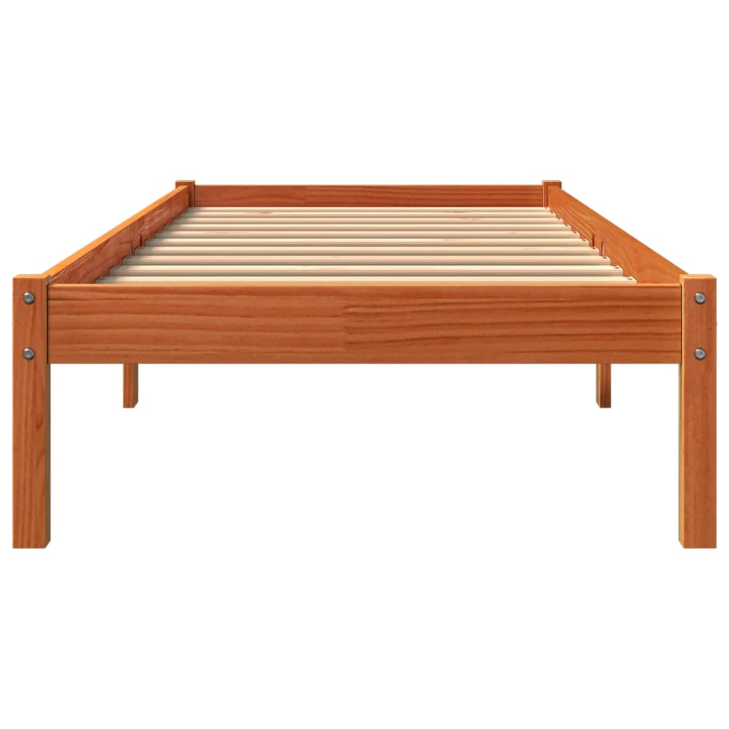 vidaXL Pat de zi fără saltea, maro ceruit, 90x200 cm, lemn masiv pin