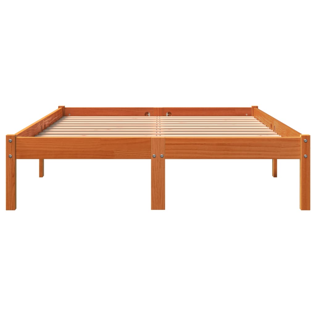 vidaXL Cadru de pat fără saltea, maro ceruit 140x200 cm lemn masiv pin vidaXL Cadru de pat fără saltea, maro ceruit 140x200 cm lemn masiv pin