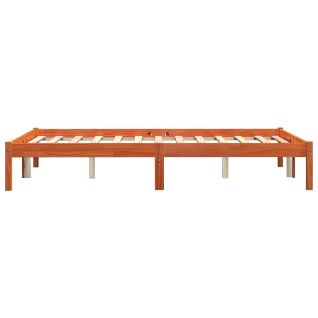 vidaXL Cadru de pat fără saltea, maro ceruit 140x200 cm lemn masiv pin vidaXL Cadru de pat fără saltea, maro ceruit 140x200 cm lemn masiv pin