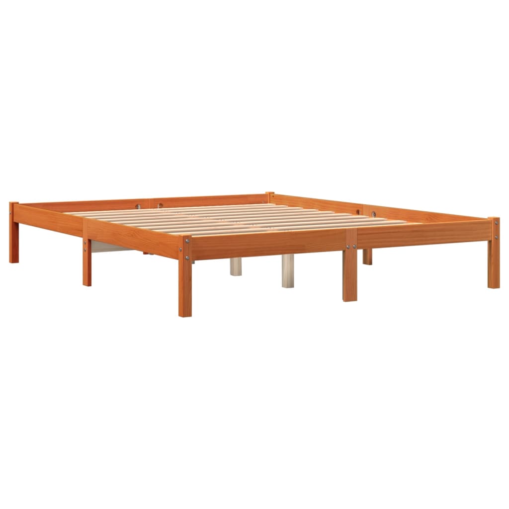 vidaXL Cadru de pat fără saltea, maro ceruit 150x200 cm lemn masiv pin vidaXL Cadru de pat fără saltea, maro ceruit 150x200 cm lemn masiv pin