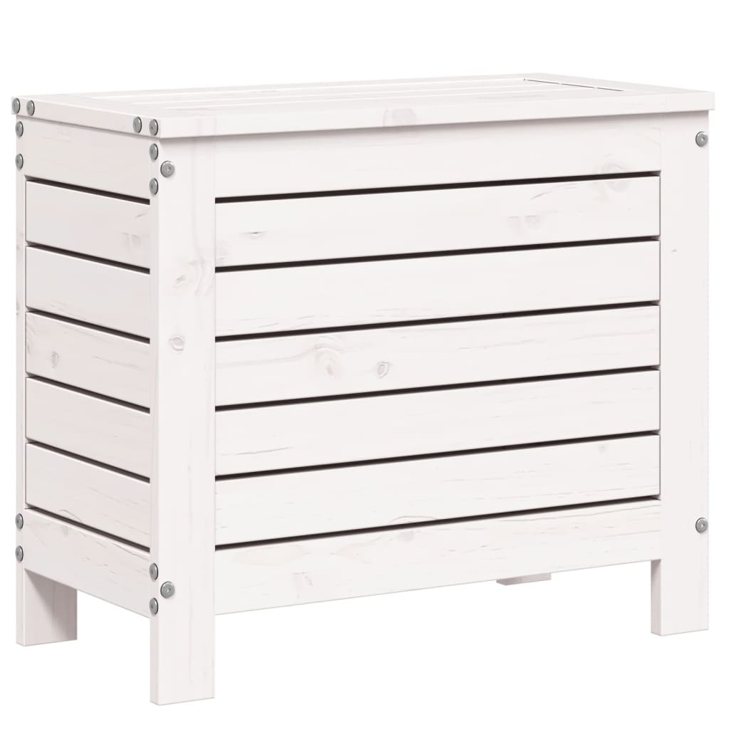 vidaXL Taburet de grădină, alb, 62x31,5x52 cm, lemn masiv pin