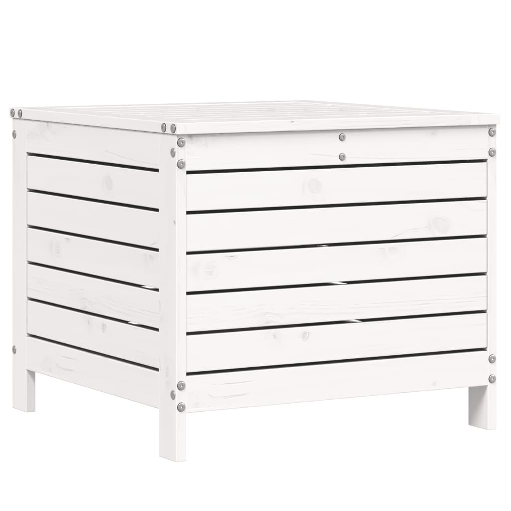 vidaXL Taburet de grădină, alb, 62x63,5x53,5 cm, lemn masiv pin