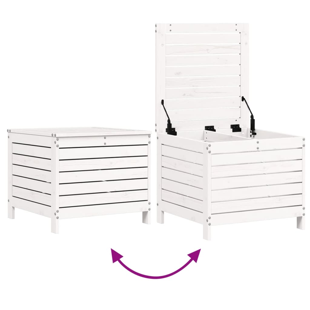 vidaXL Taburet de grădină, alb, 62x63,5x53,5 cm, lemn masiv pin