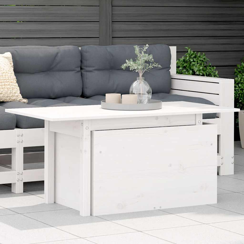 vidaXL Masă de grădină, alb, 100x50x75 cm, lemn masiv de pin vidaXL Masă de grădină, alb, 100x50x75 cm, lemn masiv de pin