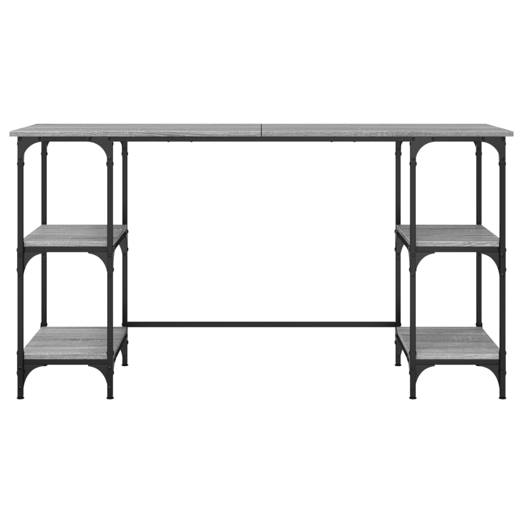 vidaXL Birou, gri sonoma, 140x50x75 cm, metal și lemn prelucrat