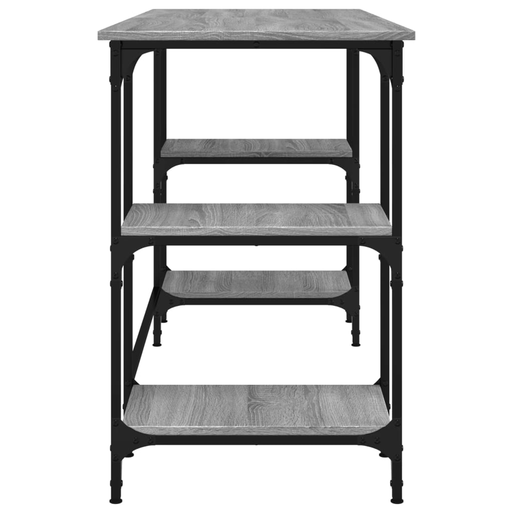 vidaXL Birou, gri sonoma, 140x50x75 cm, metal și lemn prelucrat