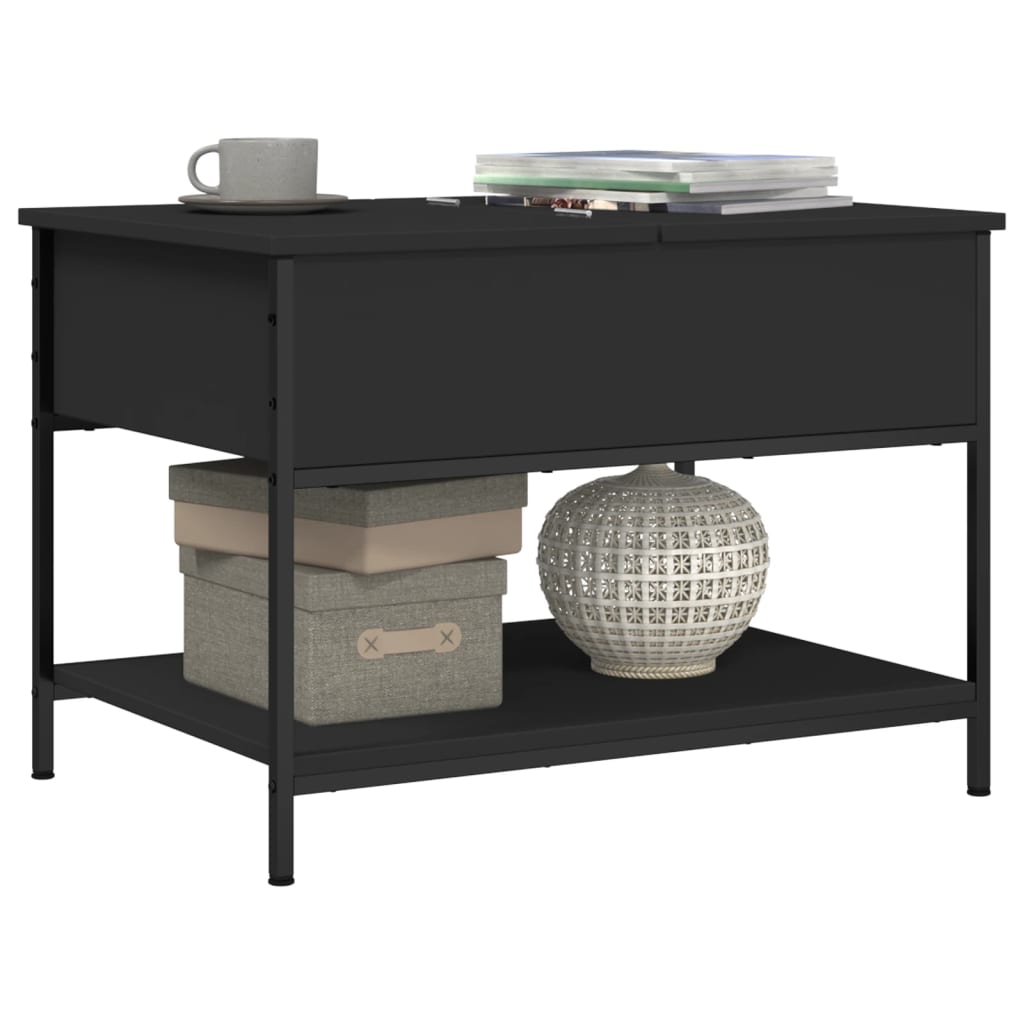 vidaXL Măsuță de cafea, negru, 70x50x50 cm, lemn prelucrat și metal vidaXL Măsuță de cafea, negru, 70x50x50 cm, lemn prelucrat și metal