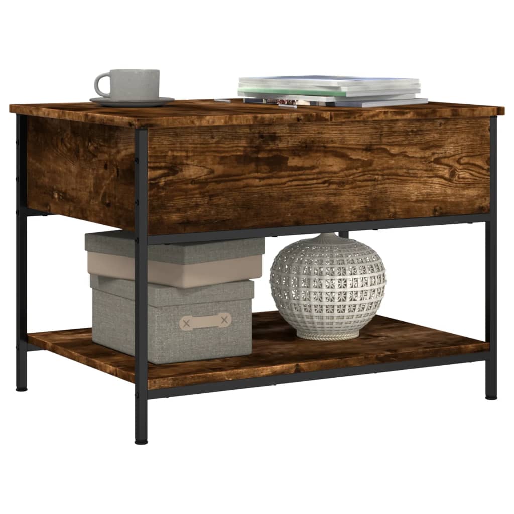 vidaXL Măsuță de cafea, 70x50x50 cm, lemn prelucrat și metal vidaXL Măsuță de cafea, 70x50x50 cm, lemn prelucrat și metal