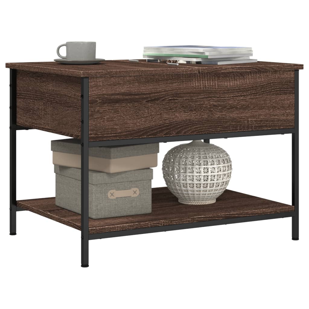 vidaXL Măsuță de cafea stejar maro 70x50x50 cm lemn prelucrat și metal vidaXL Măsuță de cafea stejar maro 70x50x50 cm lemn prelucrat și metal
