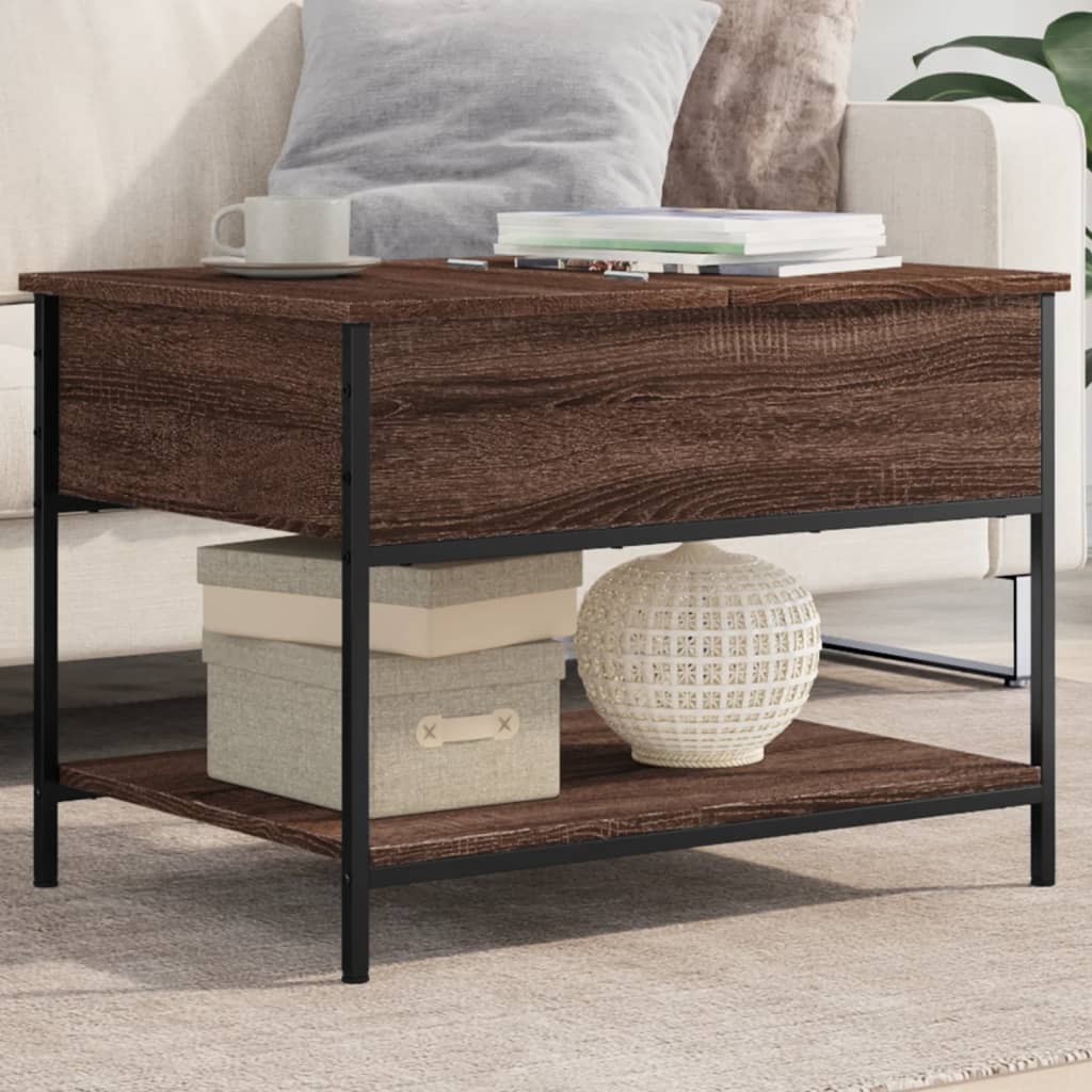 vidaXL Măsuță de cafea stejar maro 70x50x50 cm lemn prelucrat și metal vidaXL Măsuță de cafea stejar maro 70x50x50 cm lemn prelucrat și metal