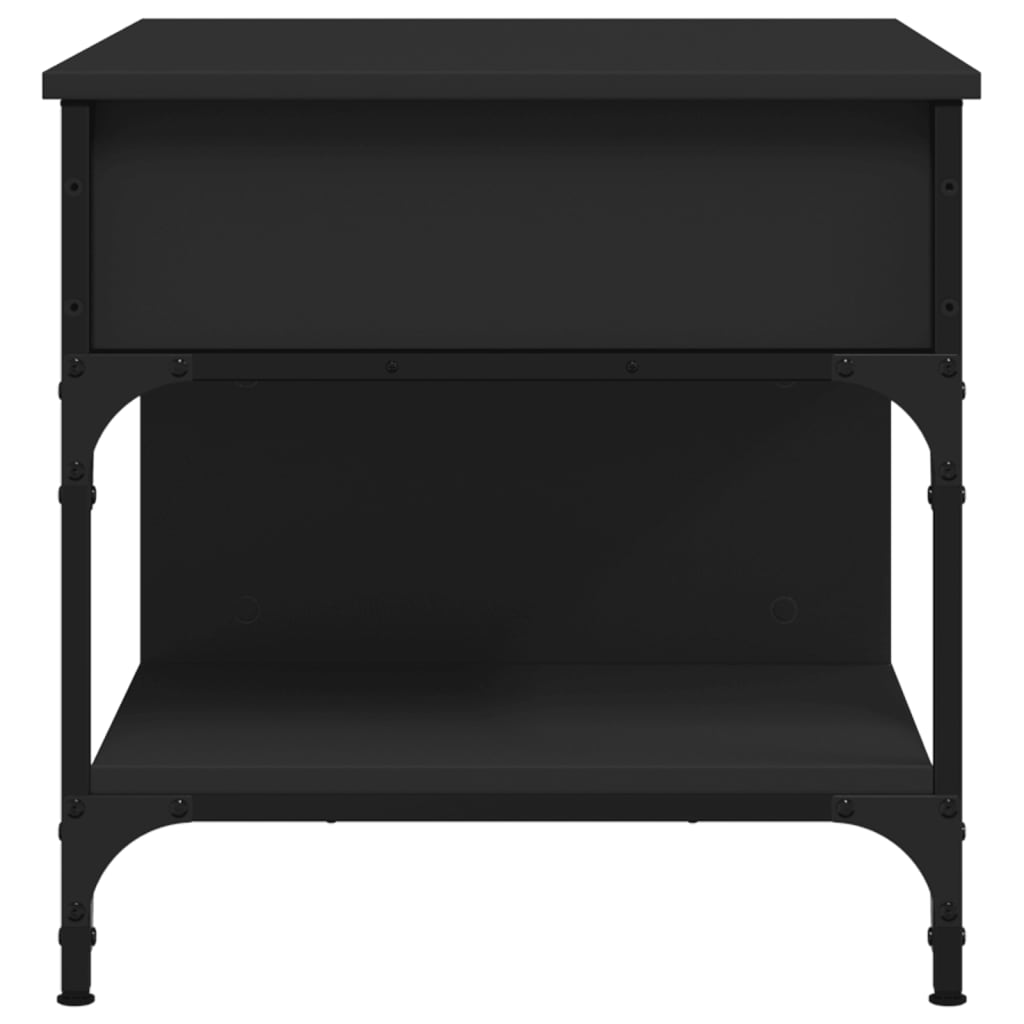 vidaXL Măsuță de cafea, negru, 70x50x50 cm, lemn prelucrat și metal vidaXL Măsuță de cafea, negru, 70x50x50 cm, lemn prelucrat și metal